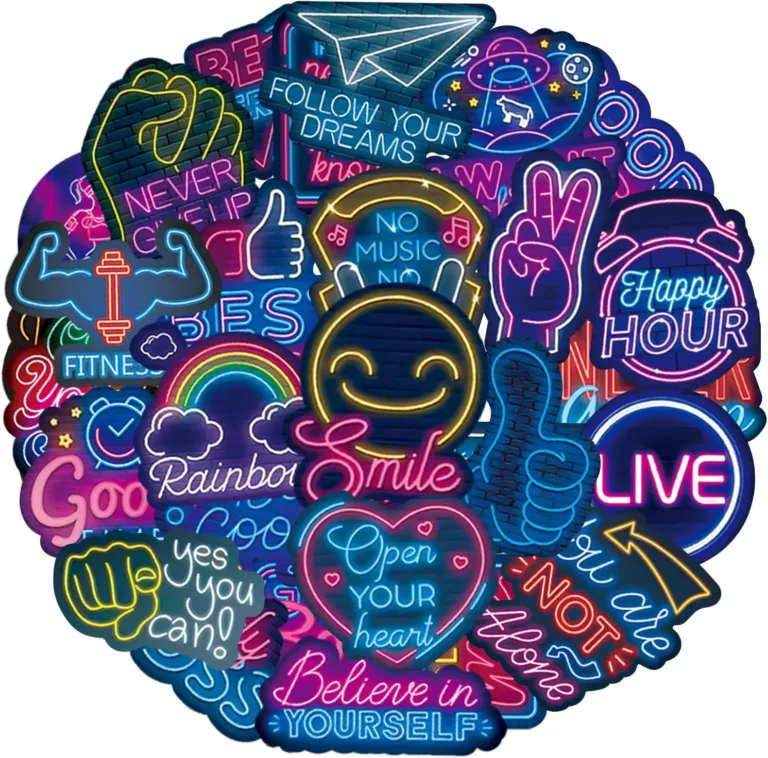 Neon Inspirational Stickers for a Bright and Motivational Boost