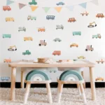 Colorful Vehicle Wall Decals for Kids