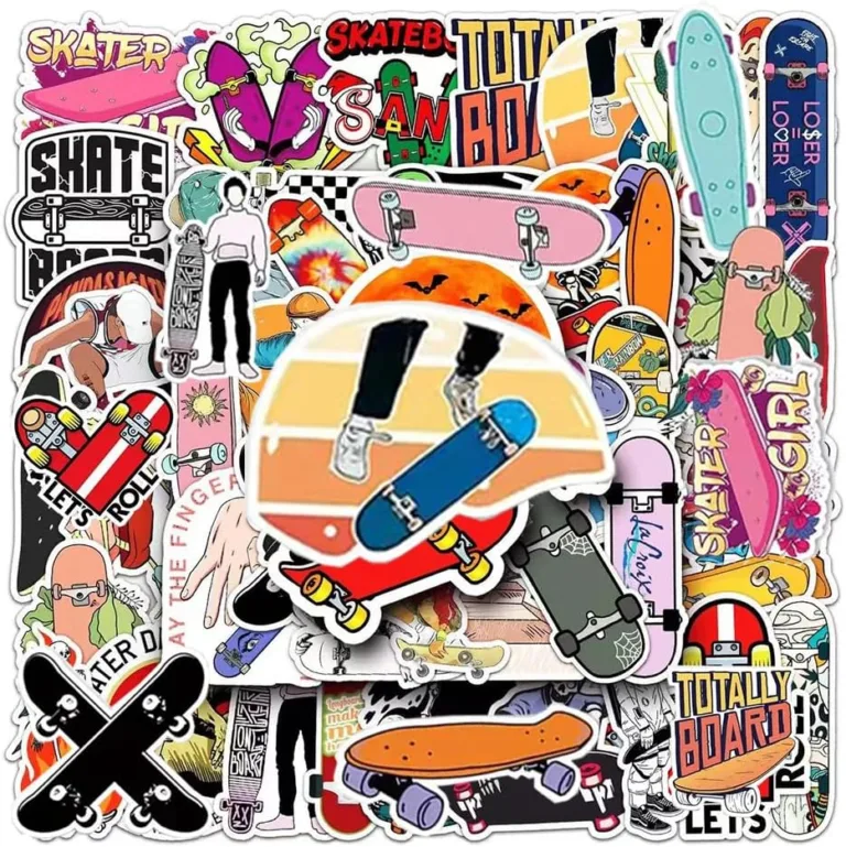 Colorful Skateboard Stickers for All Surfaces